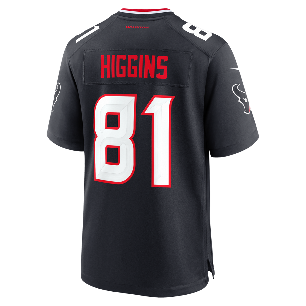 Houston Texans Jayden Higgins Navy Game Jersey product image 3, provided for visual reference and product detail review