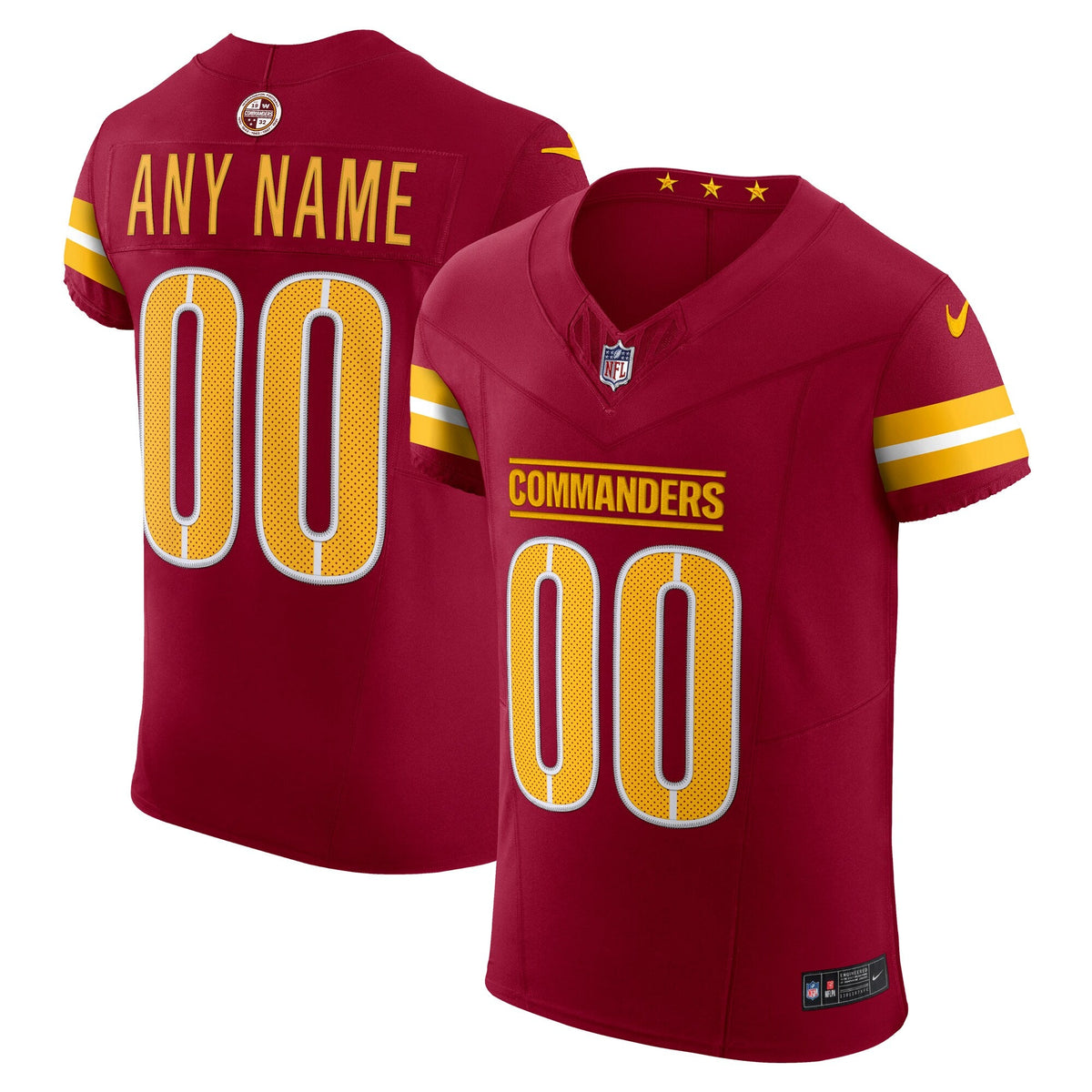 Washington Commanders Burgundy Team Vapor F.U.S.E. Elite Custom Jersey product image 1, provided for visual reference and