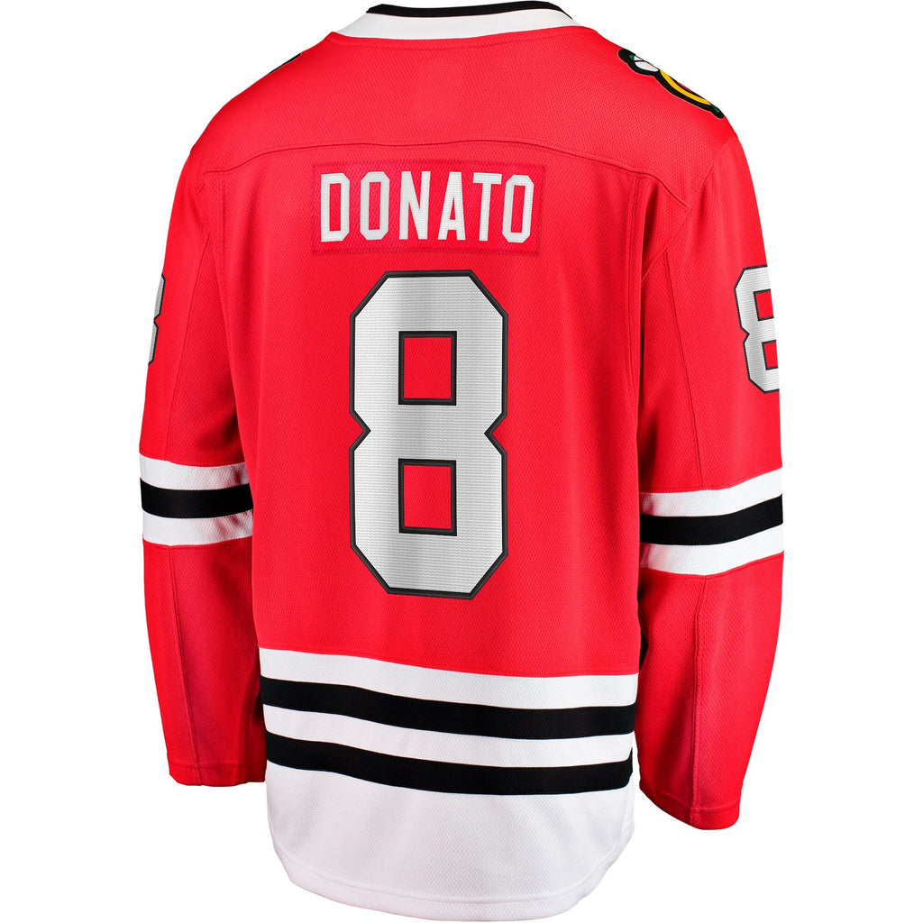 Chicago Blackhawks Ryan Donato Red Home Breakaway Jersey product image 4, provided for visual reference and product detail