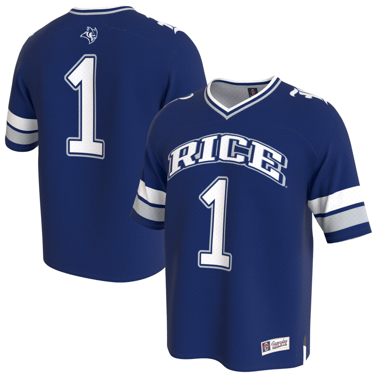 Rice Owls Lightweight Collegiate Football Fashion Jersey - Navy product image 2, provided for visual reference and product