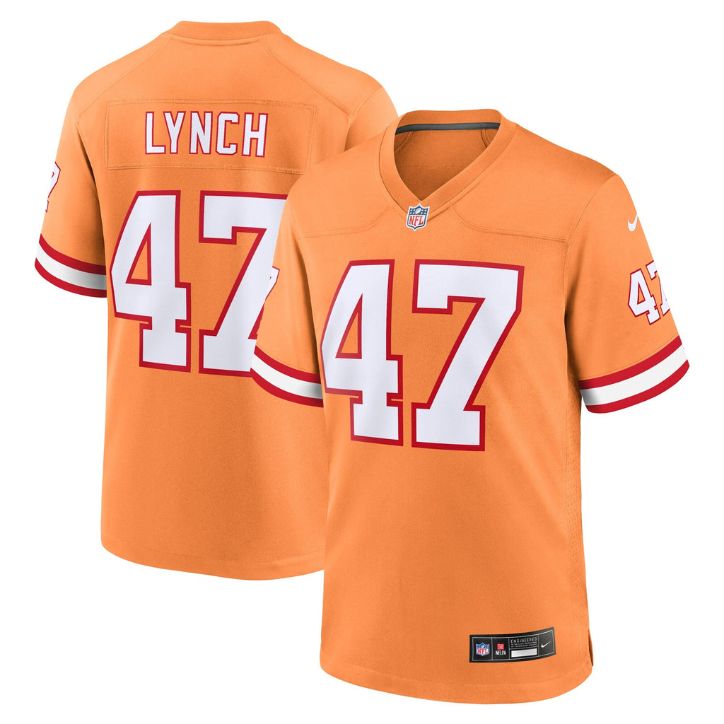 Tampa Bay Buccaneers John Lynch Orange Throwback Game Jersey product image 1, provided for visual reference and product