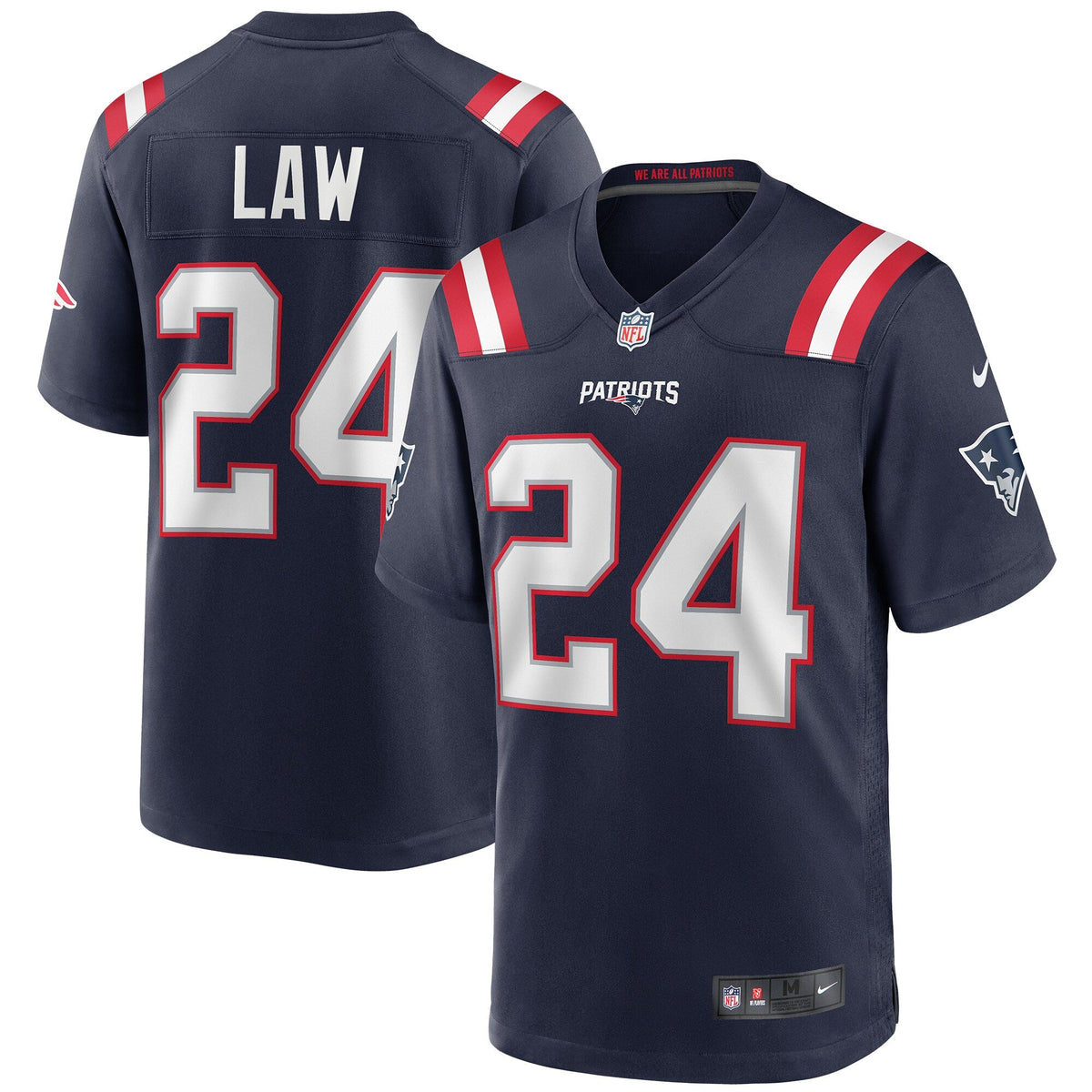 New England Patriots Ty Law Navy Game Retired Player Jersey product image 2, provided for visual reference and product