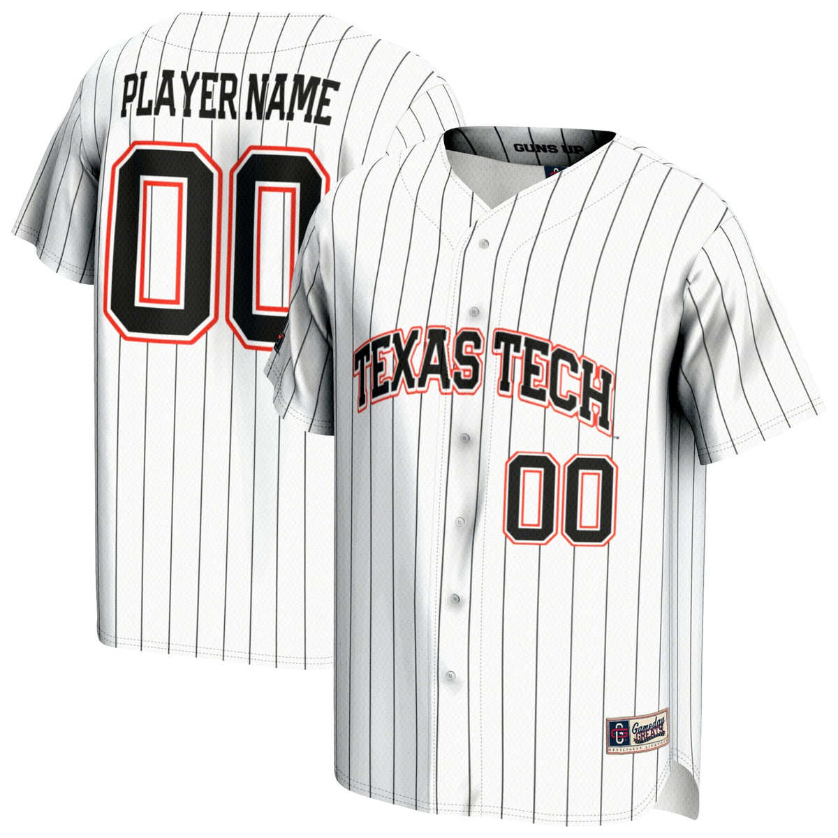Texas Tech Red Raiders NIL Pick-A-Player Baseball Lightweight Jersey - White product image 1, provided for visual reference