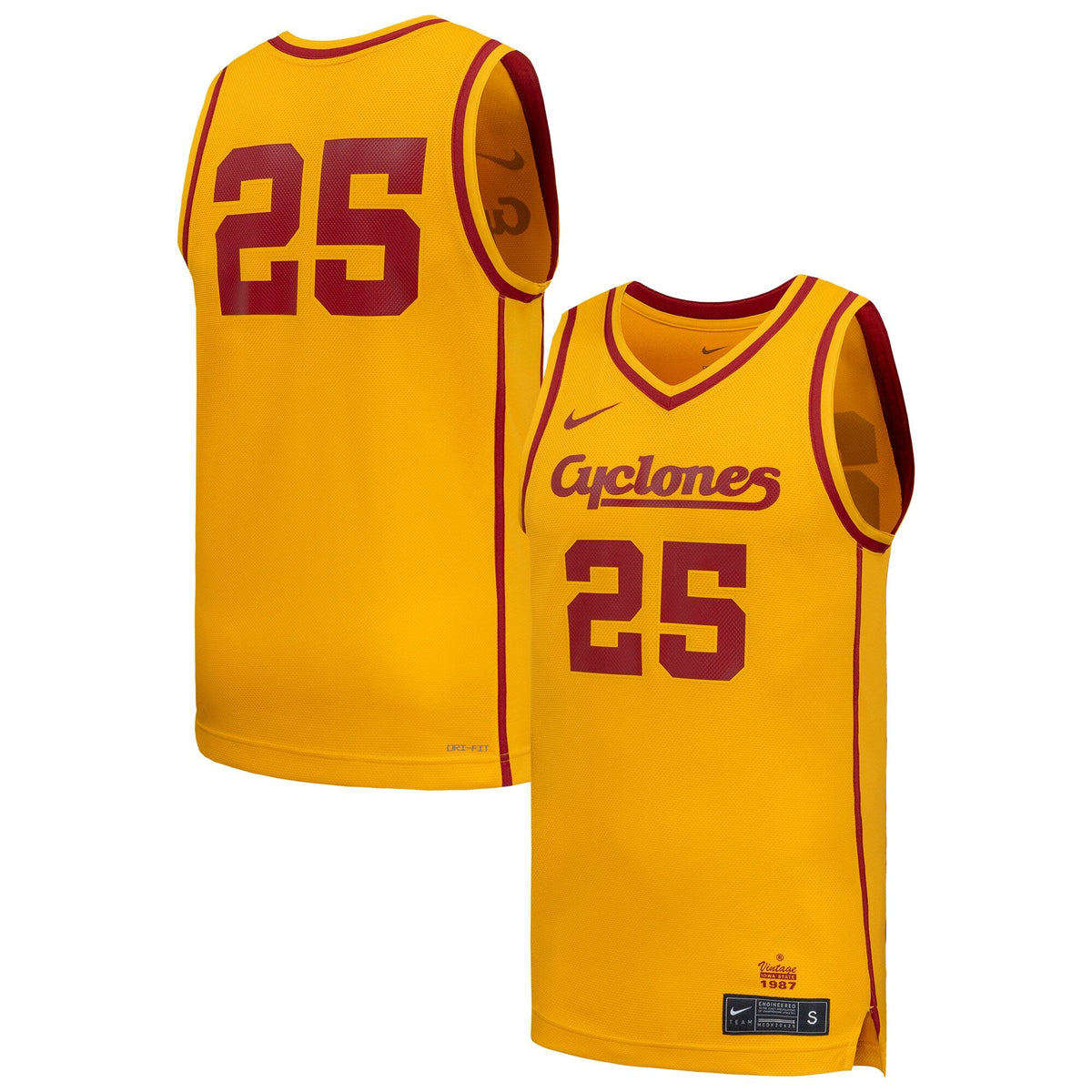 #25 Iowa State Cyclones Replica Basketball Jersey - Gold product image 1, provided for visual reference and product detail