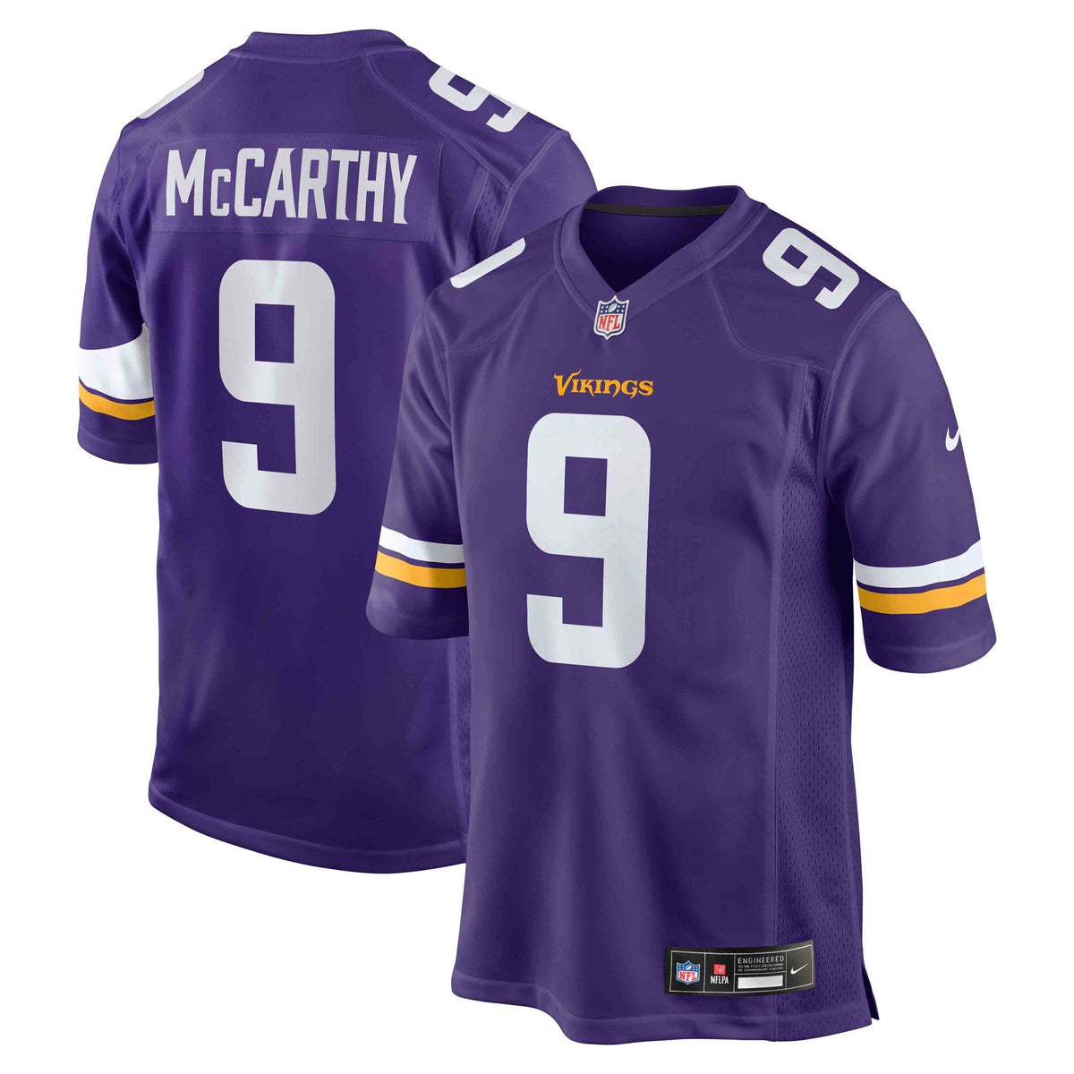 Minnesota Vikings J.J. McCarthy Purple Player Game Jersey product image 2, provided for visual reference and product detail
