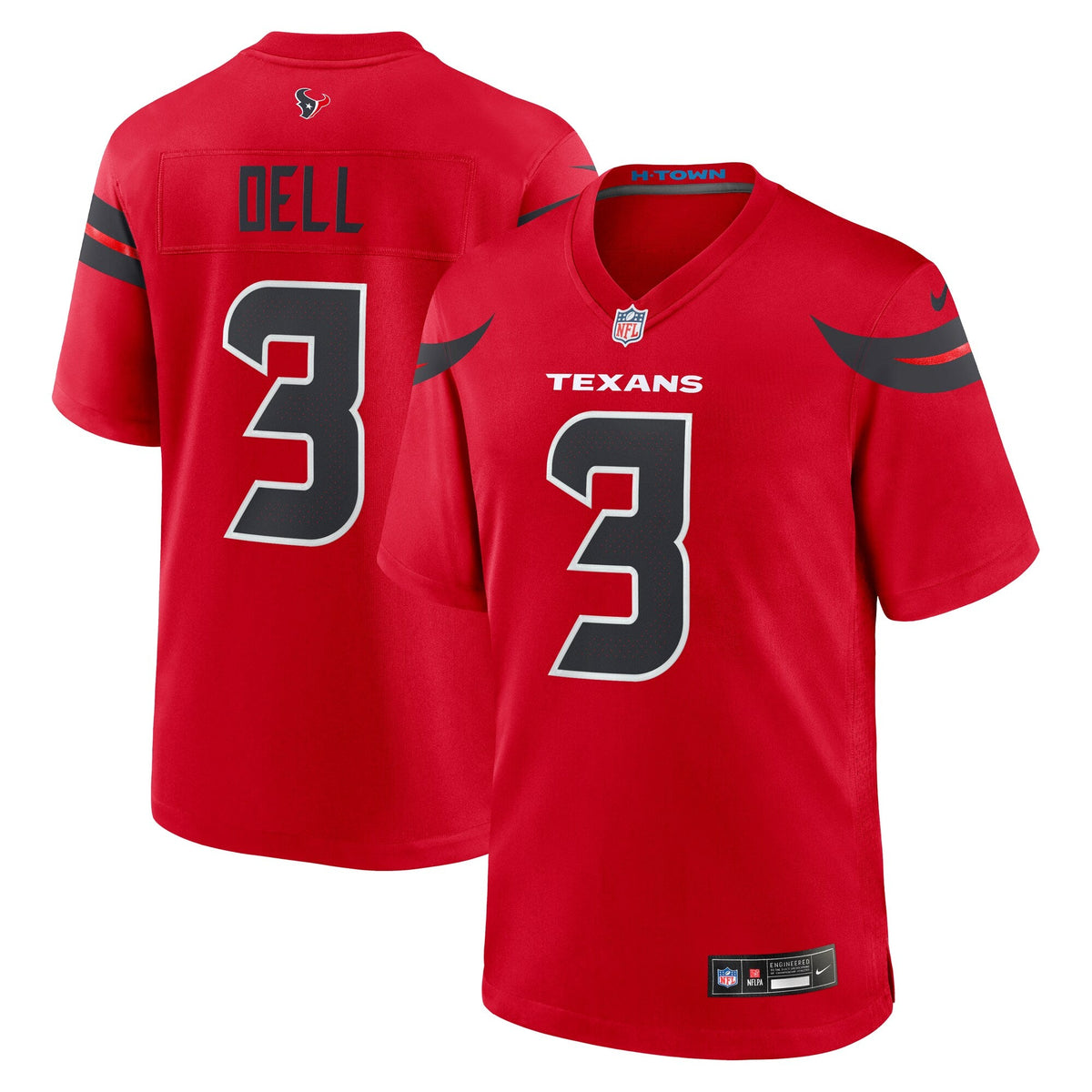 Houston Texans Tank Dell Red Alternate Game Jersey product image 2, provided for visual reference and product detail review