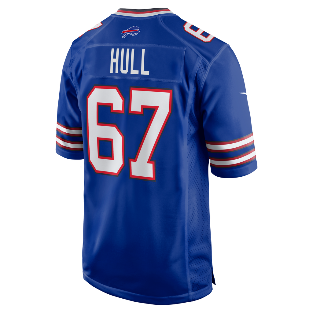 Buffalo Bills Kent Hull Royal Game Retired Player Jersey product image 3, provided for visual reference and product detail