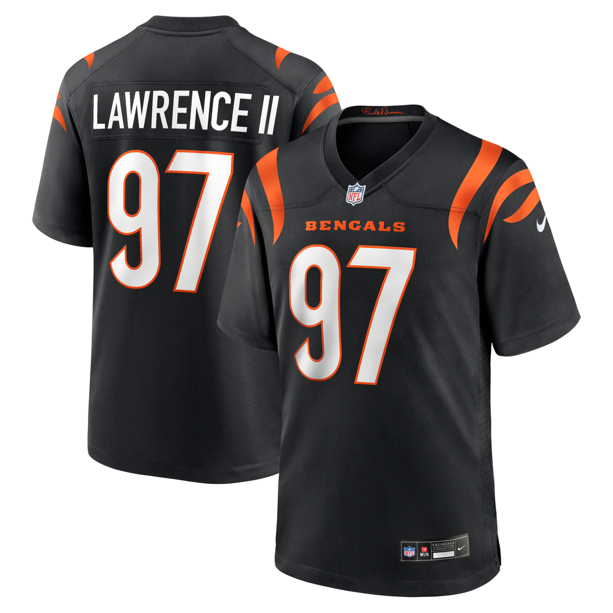 Cincinnati Bengals Dexter Lawrence II Black Game Jersey product image 2, provided for visual reference and product detail