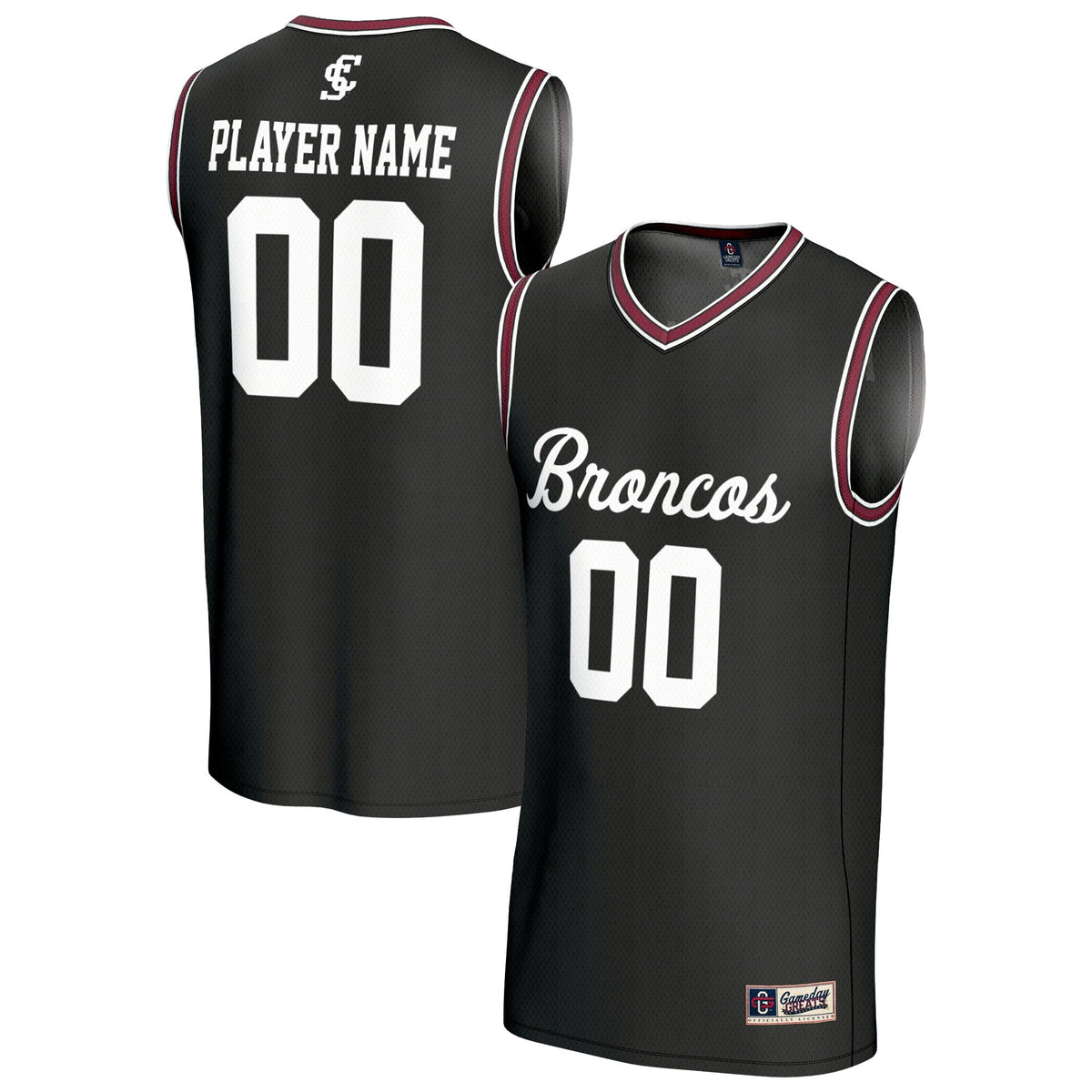 Santa Clara Broncos NIL Pick-A-Player Basketball Lightweight Jersey - Black product image 2, provided for visual reference