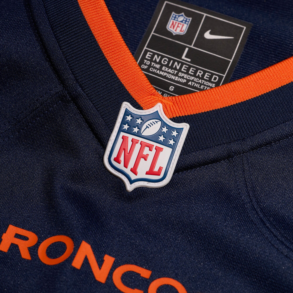 Denver Broncos Jaleel McLaughlin Navy Alternate Game Jersey product image 5, provided for visual reference and product