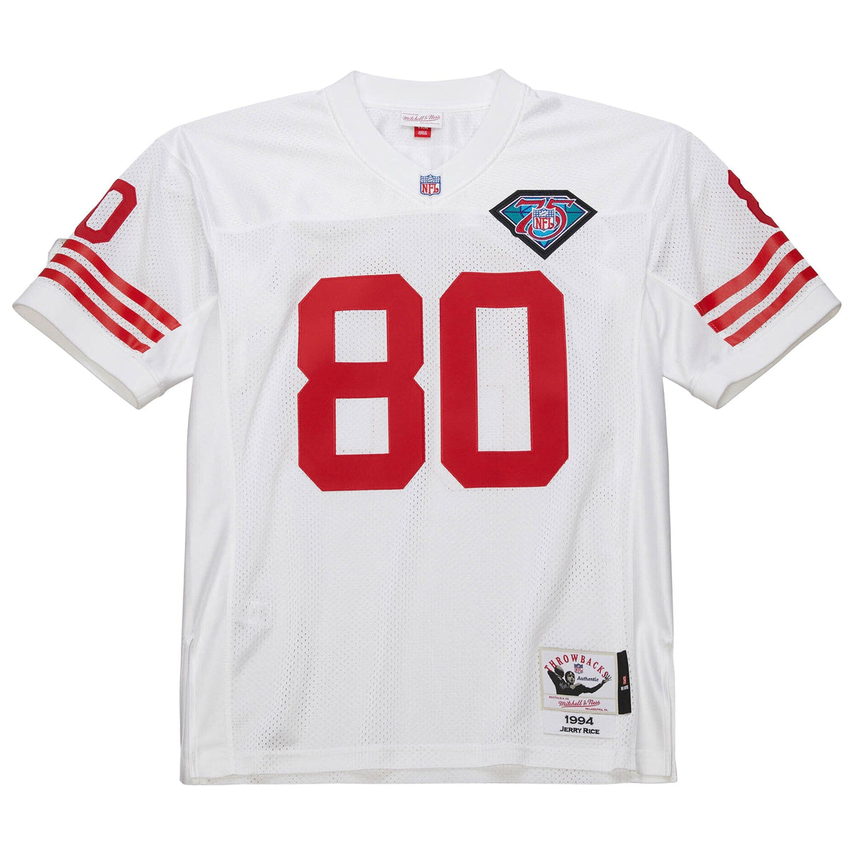 San Francisco 49ers 1994 Jerry Rice White Authentic Throwback Retired Player Jersey product image 3, provided for visual
