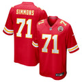 Kansas City Chiefs Josh Simmons Red Game Jersey product image 1, provided for visual reference and product detail review