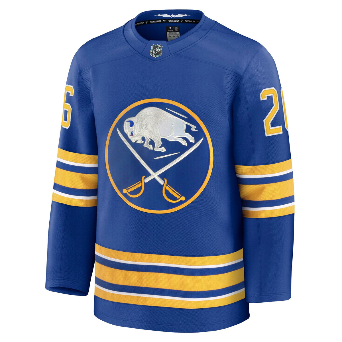 Buffalo Sabres Rasmus Dahlin Royal Home Premium Jersey product image 3, provided for visual reference and product detail