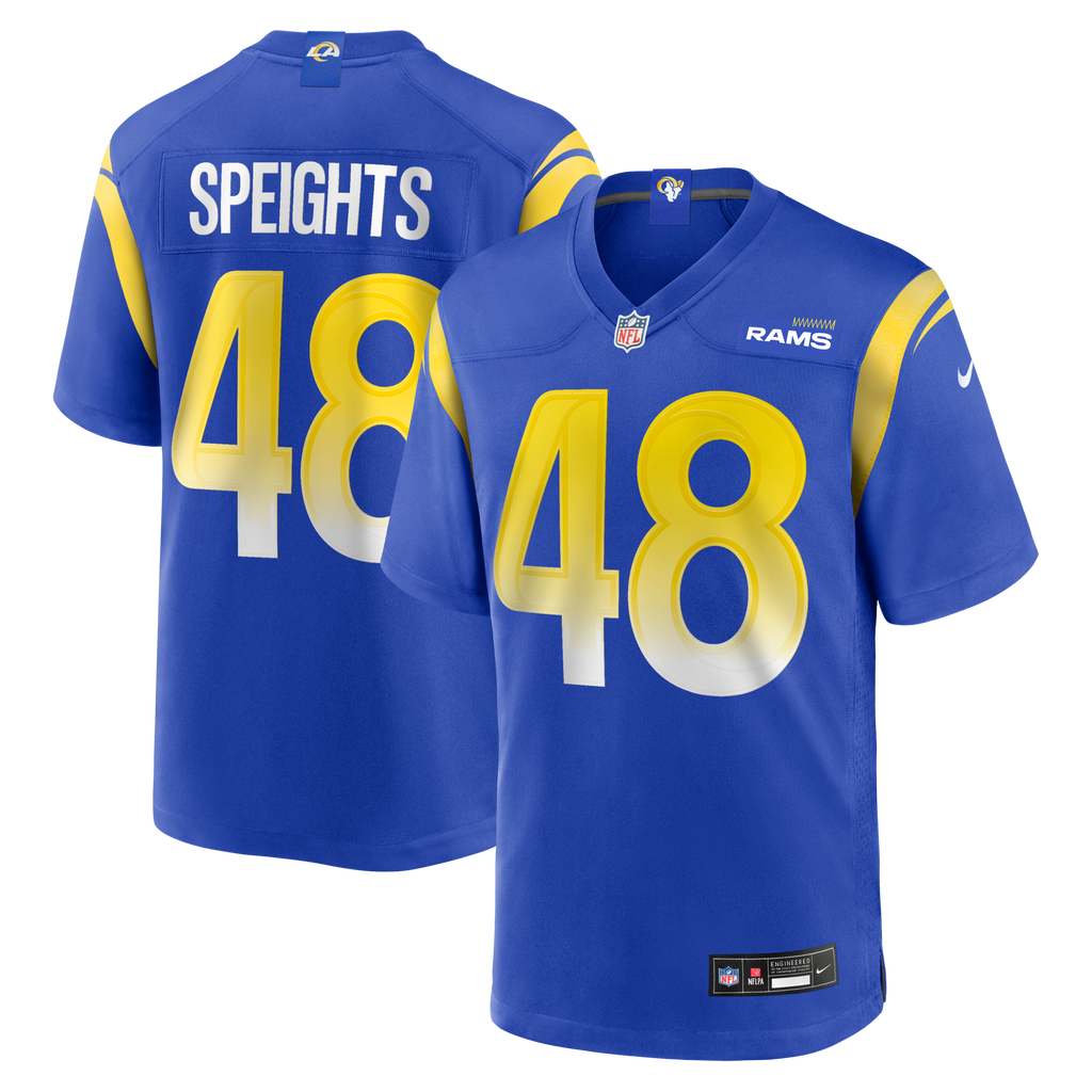 Los Angeles Rams Omar Speights Royal Game Jersey product image 1, provided for visual reference and product detail review