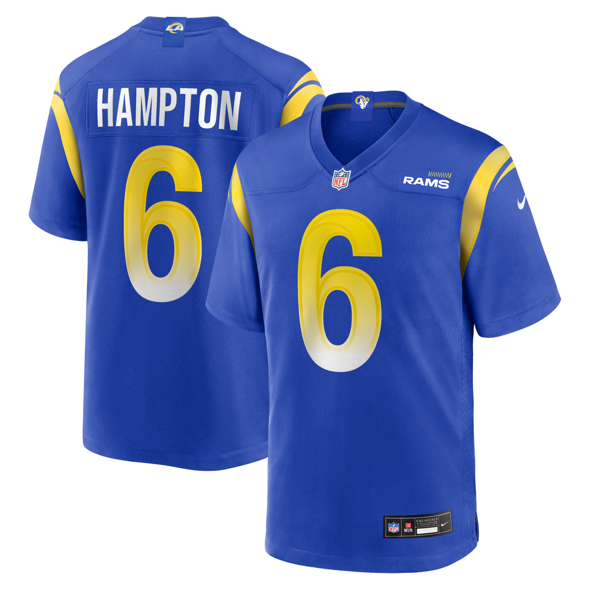 Los Angeles Rams Nick Hampton Royal Team Game Jersey product image 1, provided for visual reference and product detail review
