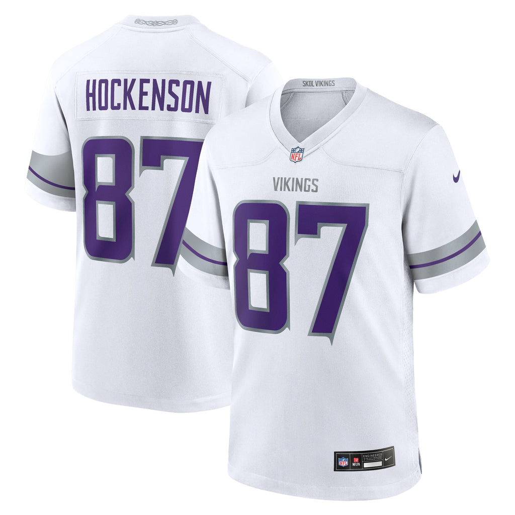 Minnesota Vikings T.J. Hockenson White Alternate Game Player Jersey product image 2, provided for visual reference and