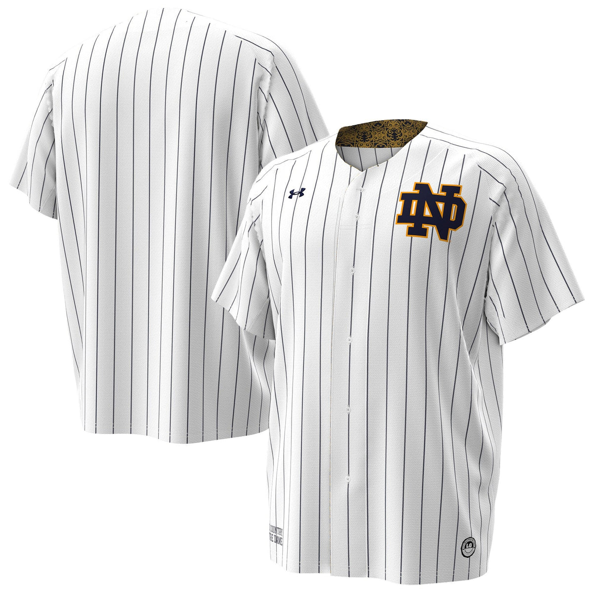 Notre Dame Fighting Irish Replica Baseball Jersey - White product image 2, provided for visual reference and product detail