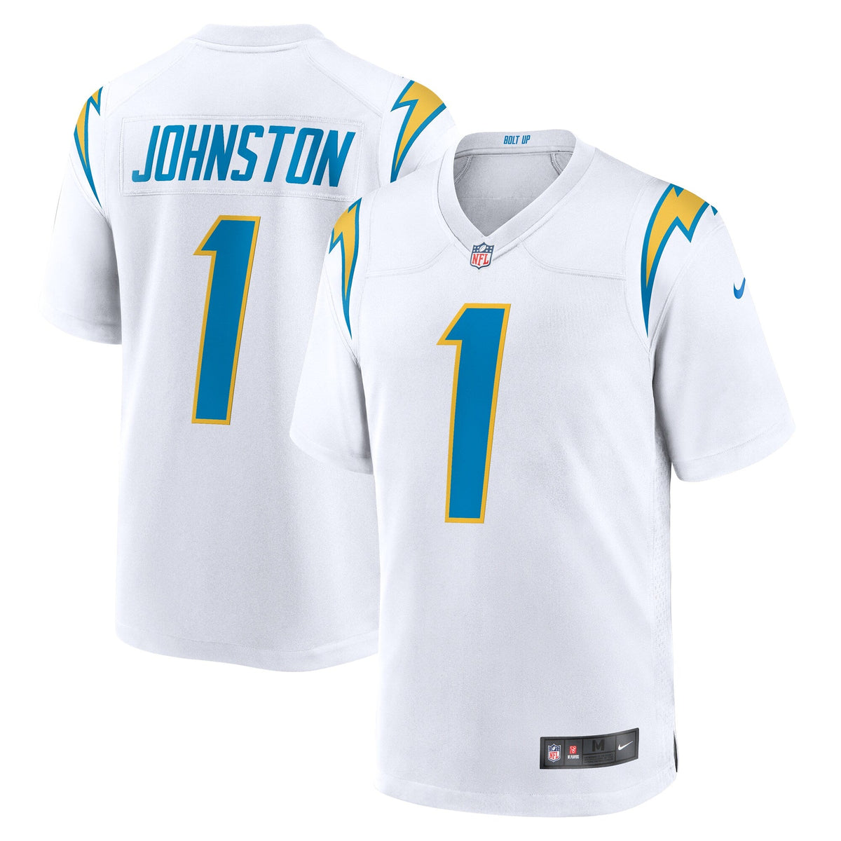 Los Angeles Chargers Quentin Johnston White Away Game Jersey product image 2, provided for visual reference and product