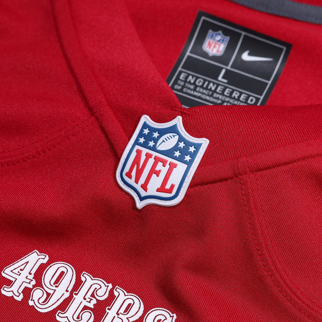 San Francisco 49ers Mike Evans Scarlet 80th Anniversary Game Jersey product image 9, provided for visual reference and