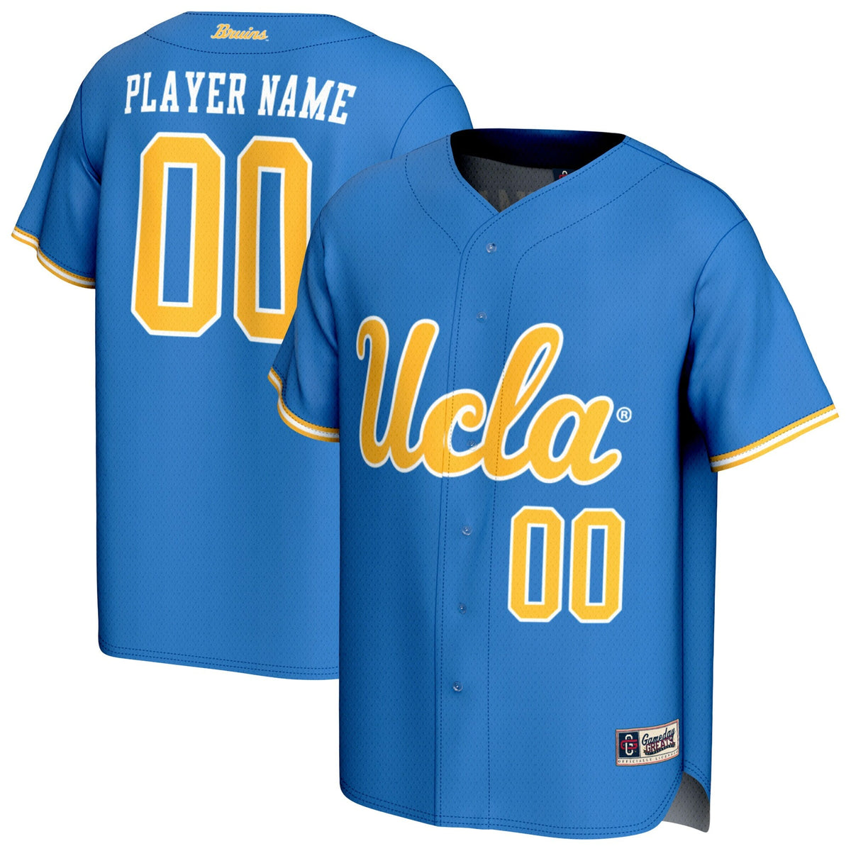 UCLA Bruins Lightweight Collegiate Baseball NIL Pick-A-Player Fashion Jersey - Blue product image 2, provided for visual