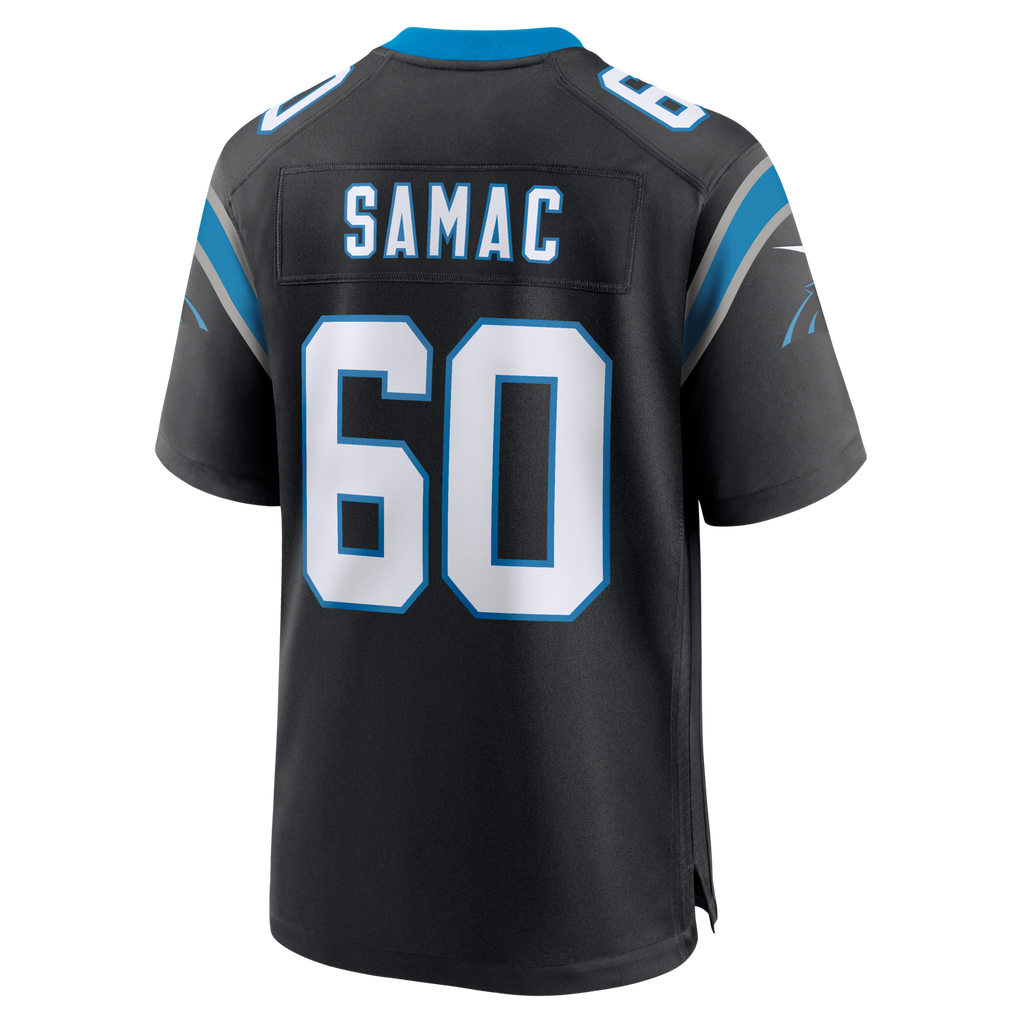 Carolina Panthers Nick Samac Black Team Game Jersey product image 4, provided for visual reference and product detail review