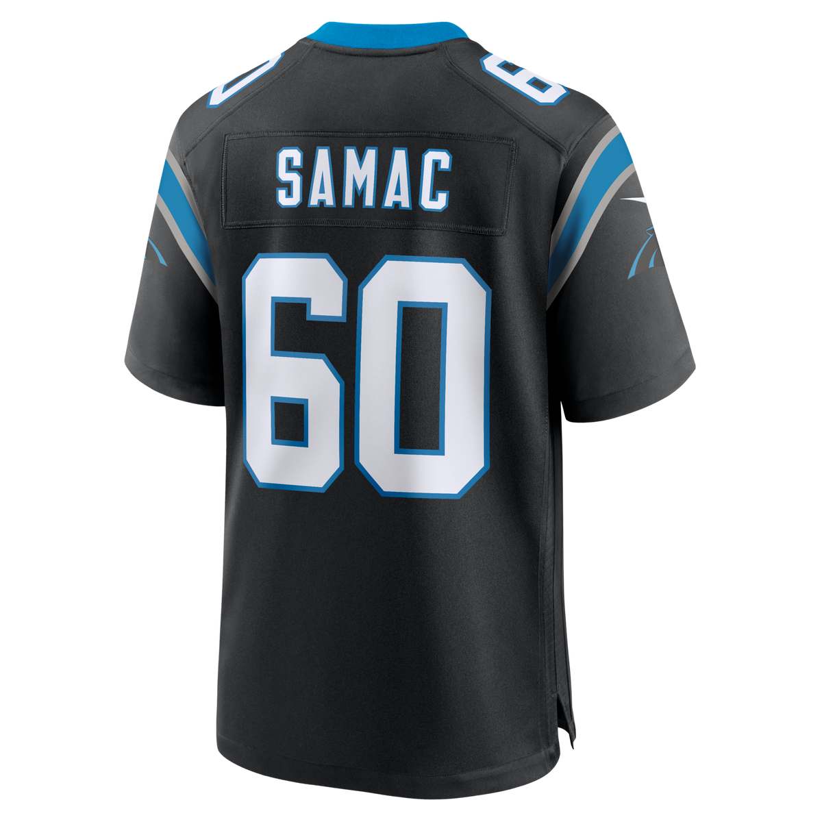 Carolina Panthers Nick Samac Black Team Game Jersey product image 4, provided for visual reference and product detail review
