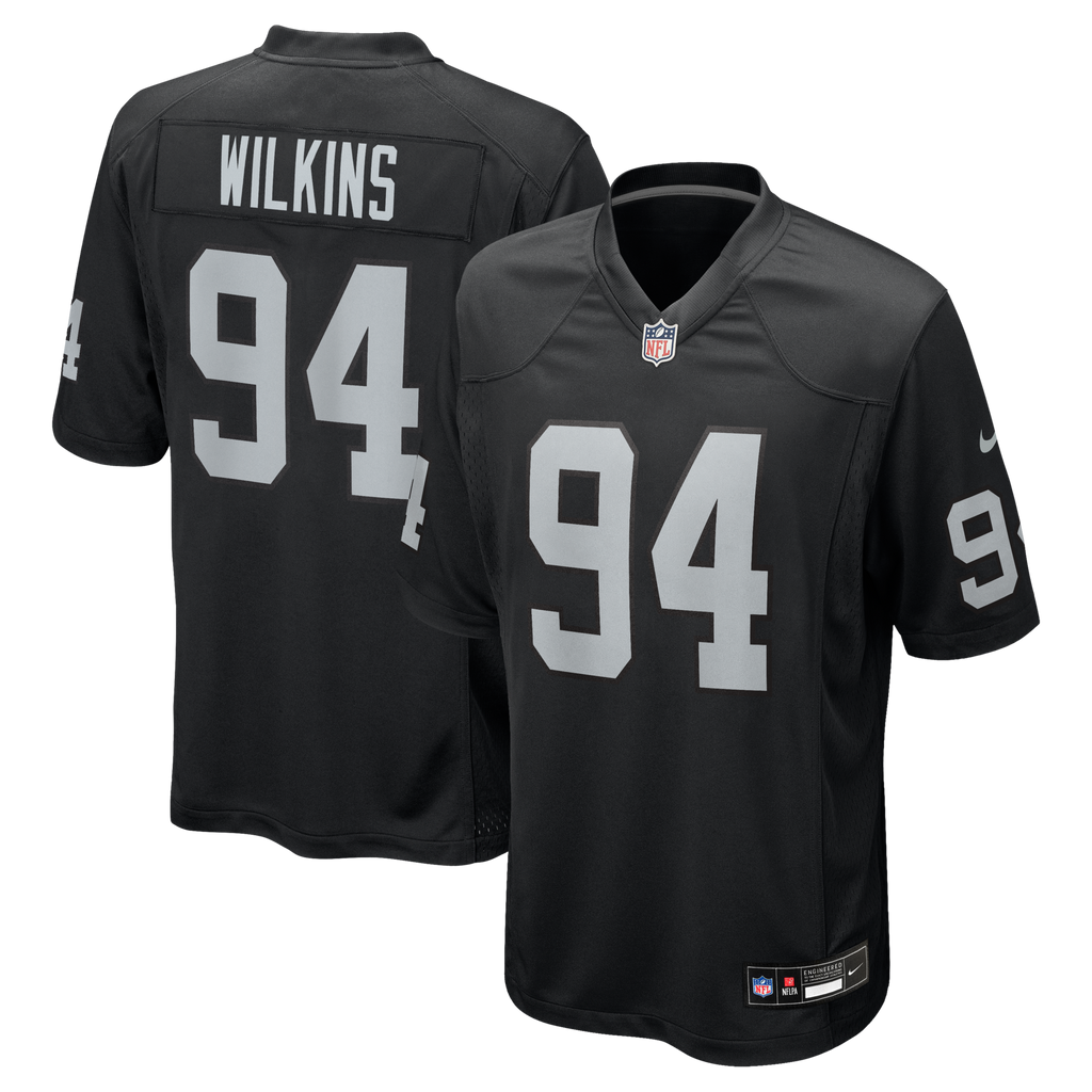 Las Vegas Raiders Christian Wilkins Black Team Game Jersey product image 1, provided for visual reference and product detail