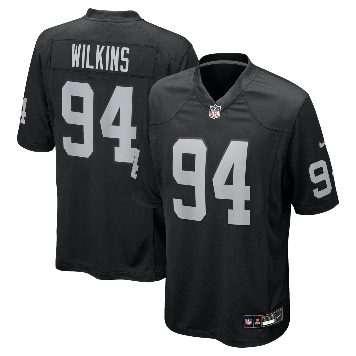 Las Vegas Raiders Christian Wilkins Black Team Game Jersey product image 1, provided for visual reference and product detail