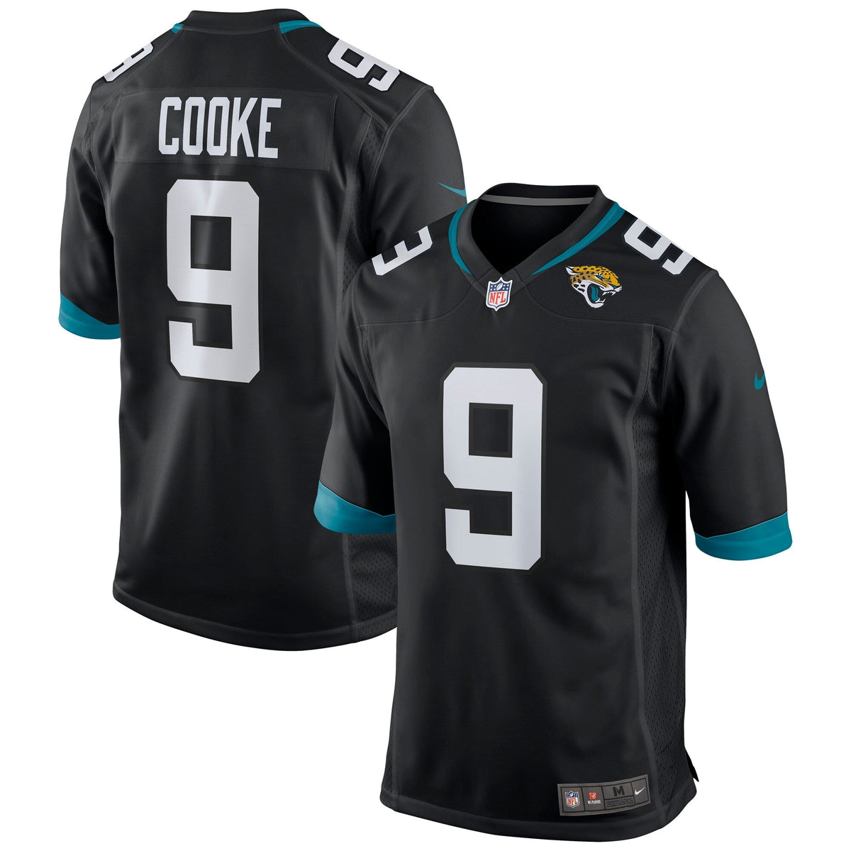 Jacksonville Jaguars Logan Cooke Black Game Jersey product image 1, provided for visual reference and product detail review