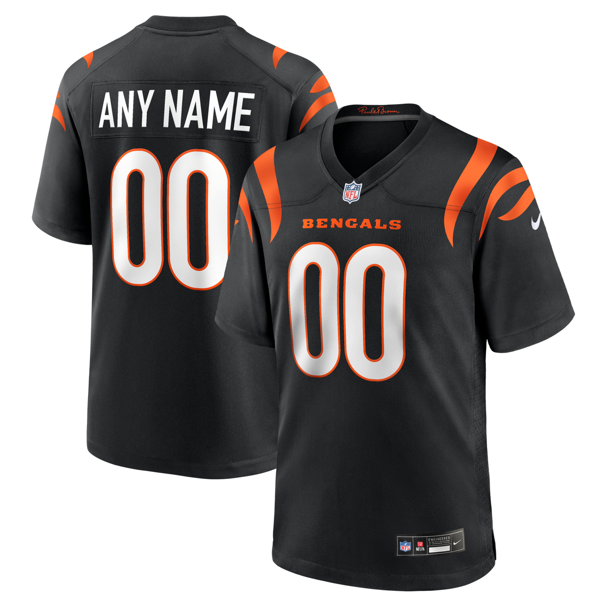 Cincinnati Bengals Black Game Custom Jersey product image 1, provided for visual reference and product detail review