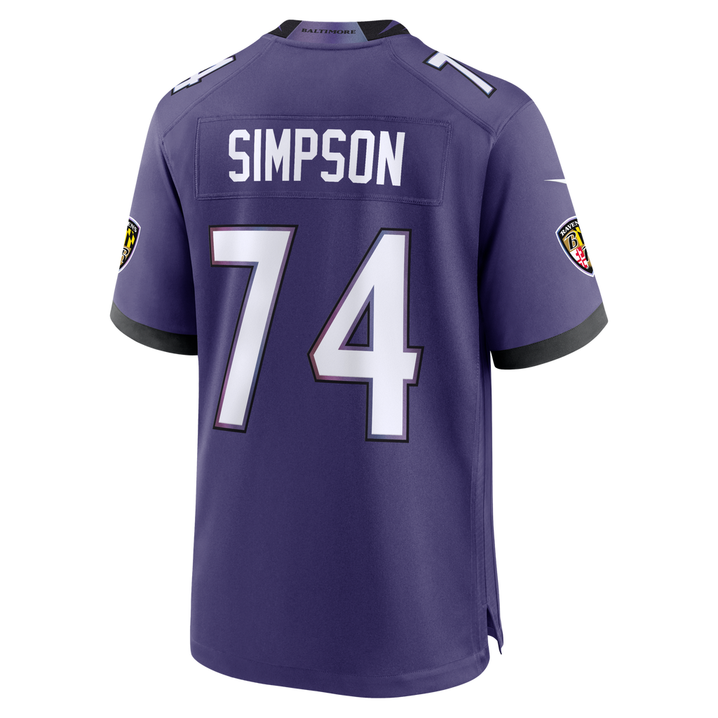 Baltimore Ravens John Simpson Purple Team Game Jersey product image 4, provided for visual reference and product detail