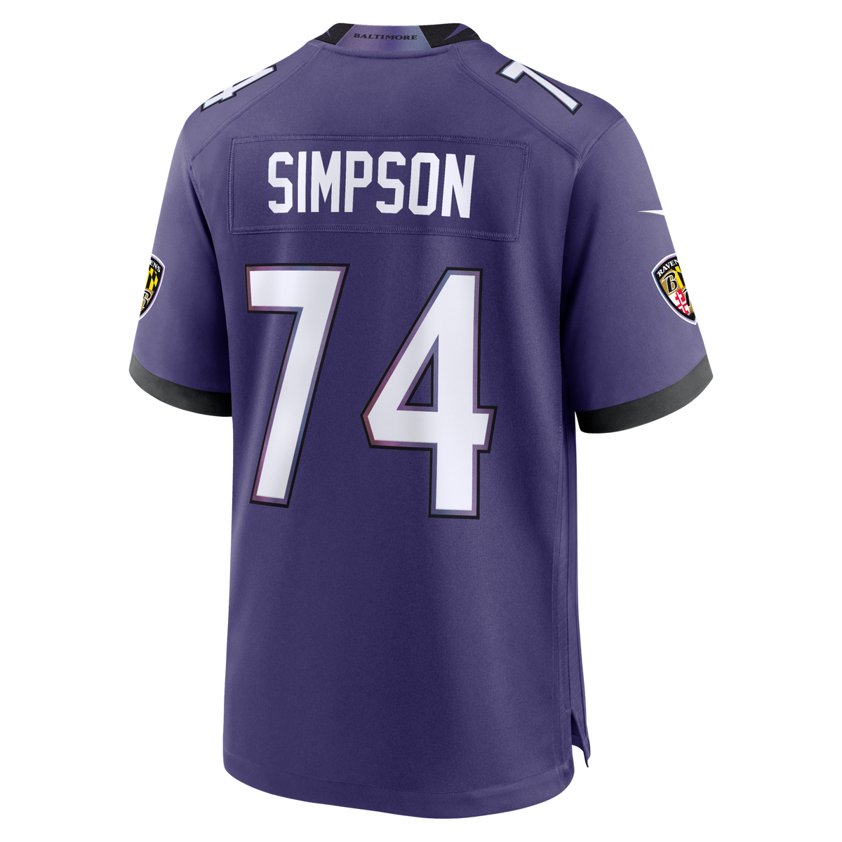 Baltimore Ravens John Simpson Purple Team Game Jersey product image 4, provided for visual reference and product detail