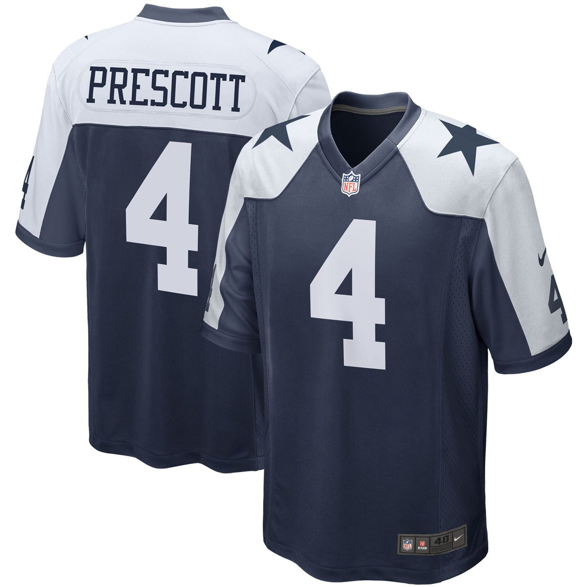 Dallas Cowboys Dak Prescott Navy Alternate Game Team Jersey product image 2, provided for visual reference and product
