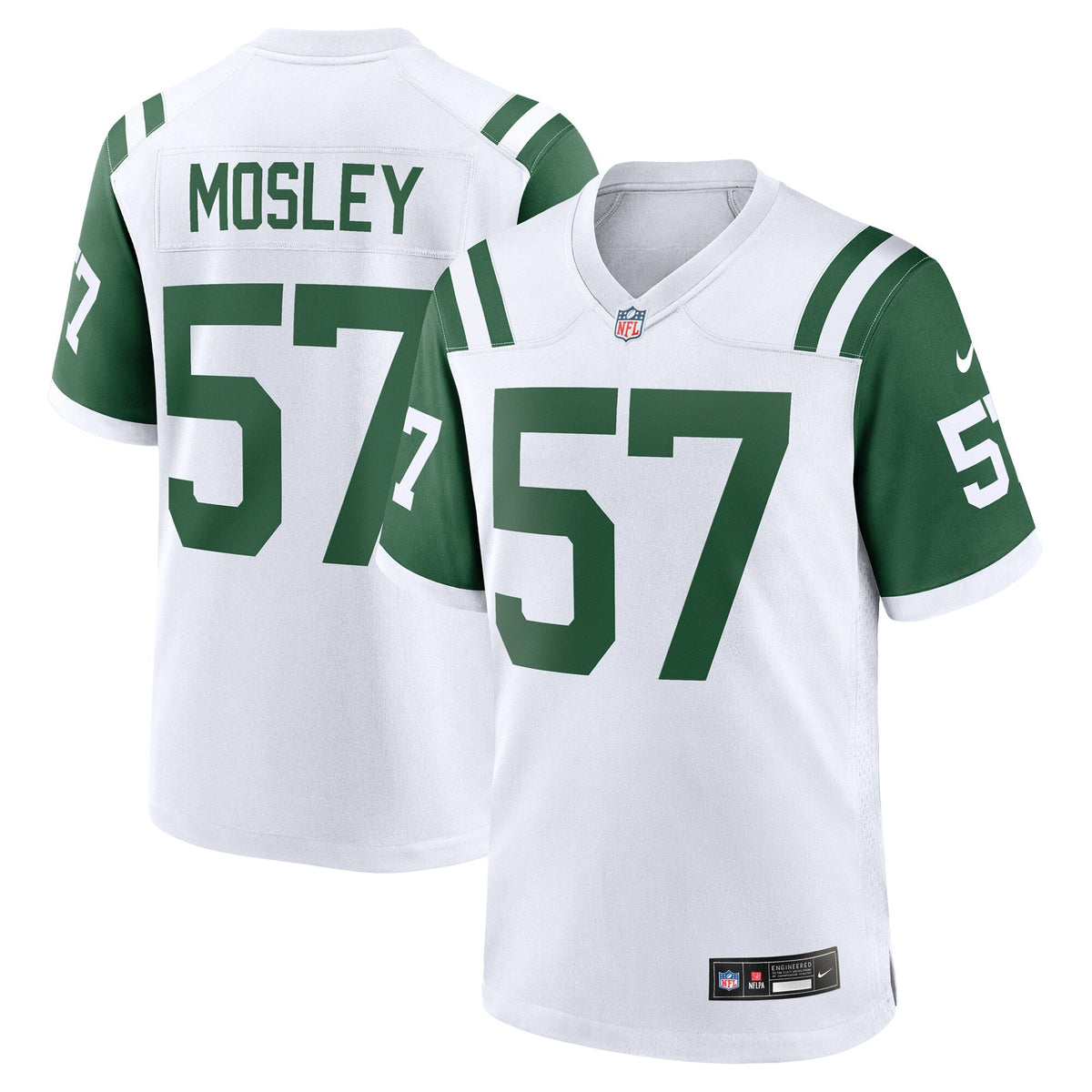 New York Jets C.J. Mosley White Classic Alternate Game Jersey product image 2, provided for visual reference and product