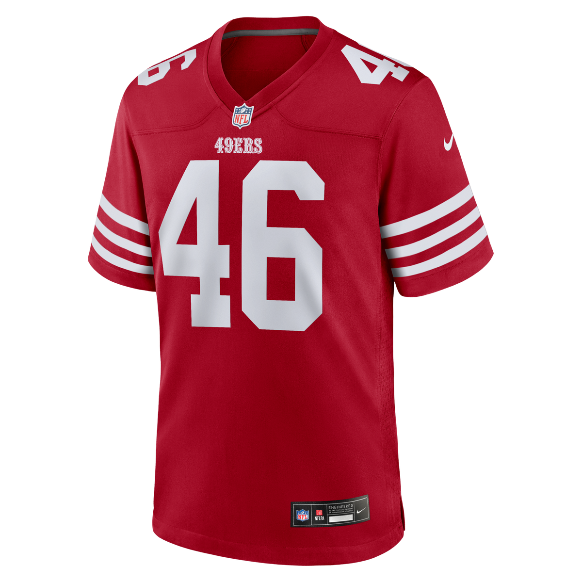 San Francisco 49ers Jon Weeks Scarlet Team Game Jersey product image 2, provided for visual reference and product detail