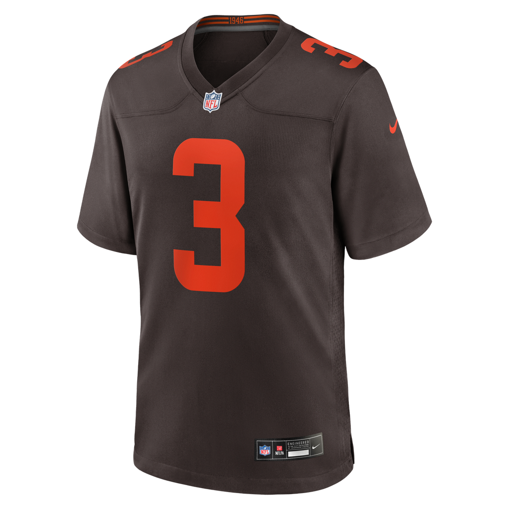 Cleveland Browns Jerry Jeudy Brown Alpha Dawg Game Jersey product image 3, provided for visual reference and product detail