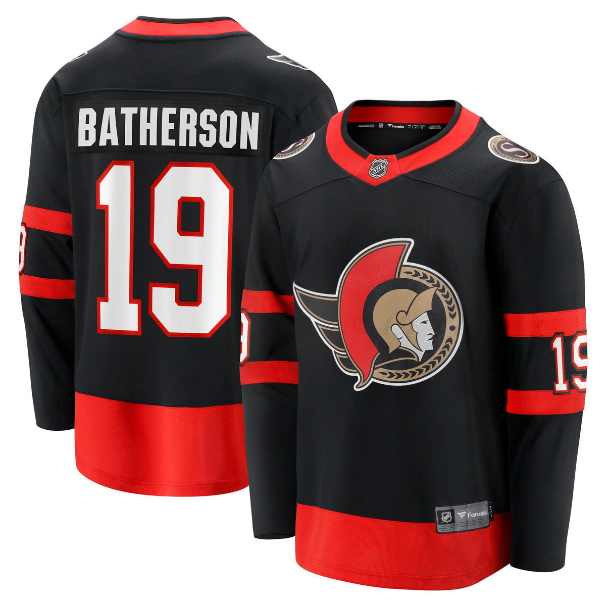 Ottawa Senators Drake Batherson Black Home Breakaway Jersey product image 2, provided for visual reference and product