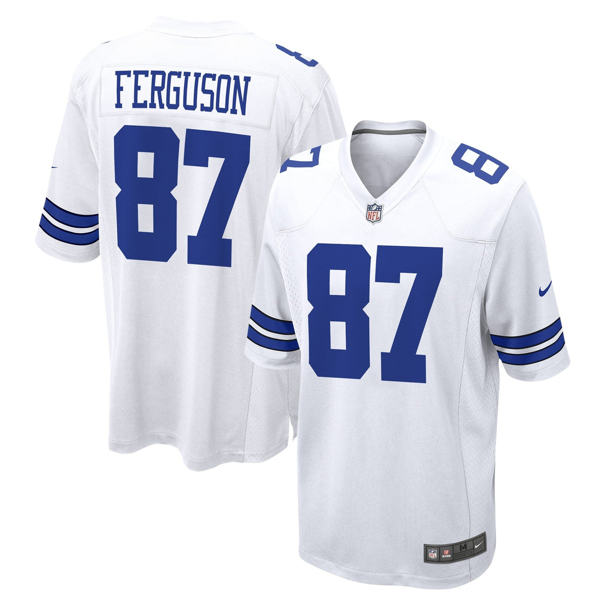 Dallas Cowboys Jake Ferguson White Game Jersey product image 2, provided for visual reference and product detail review
