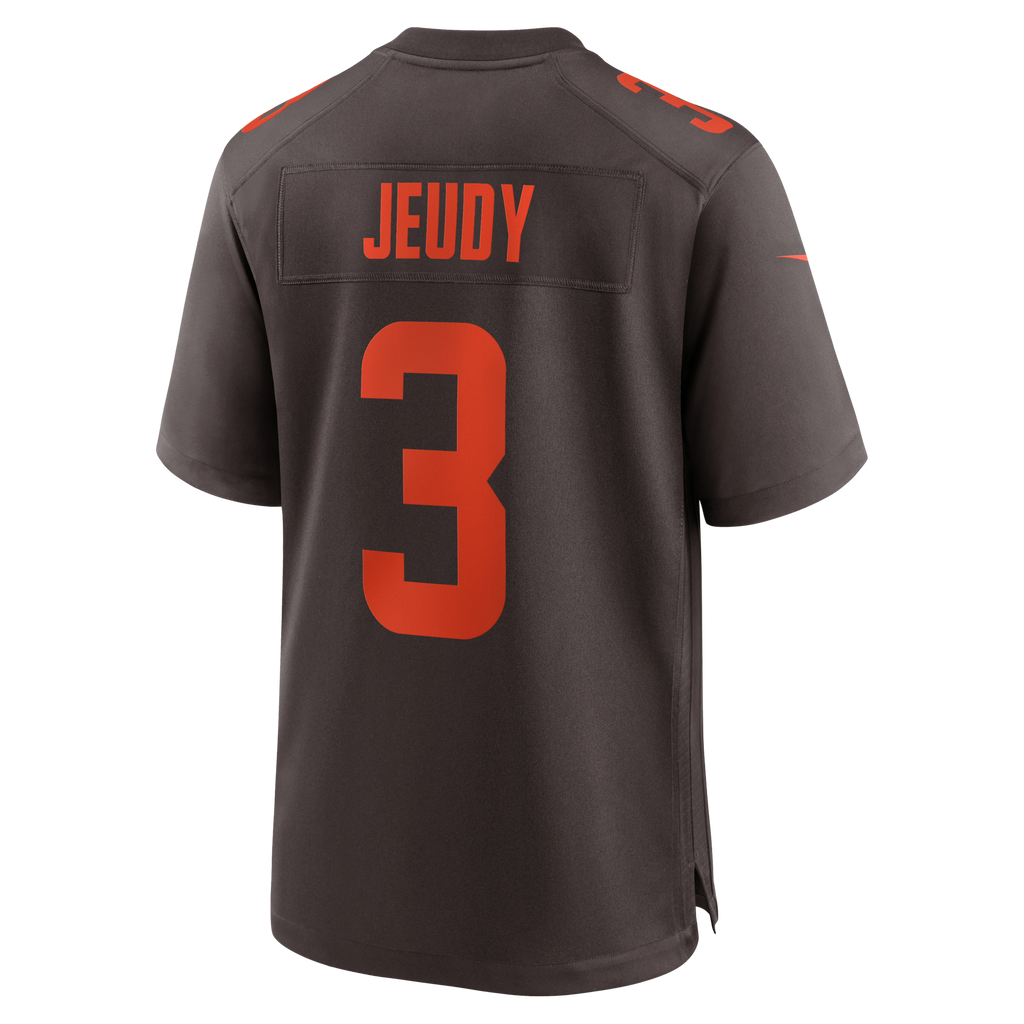 Cleveland Browns Jerry Jeudy Brown Alpha Dawg Game Jersey product image 4, provided for visual reference and product detail