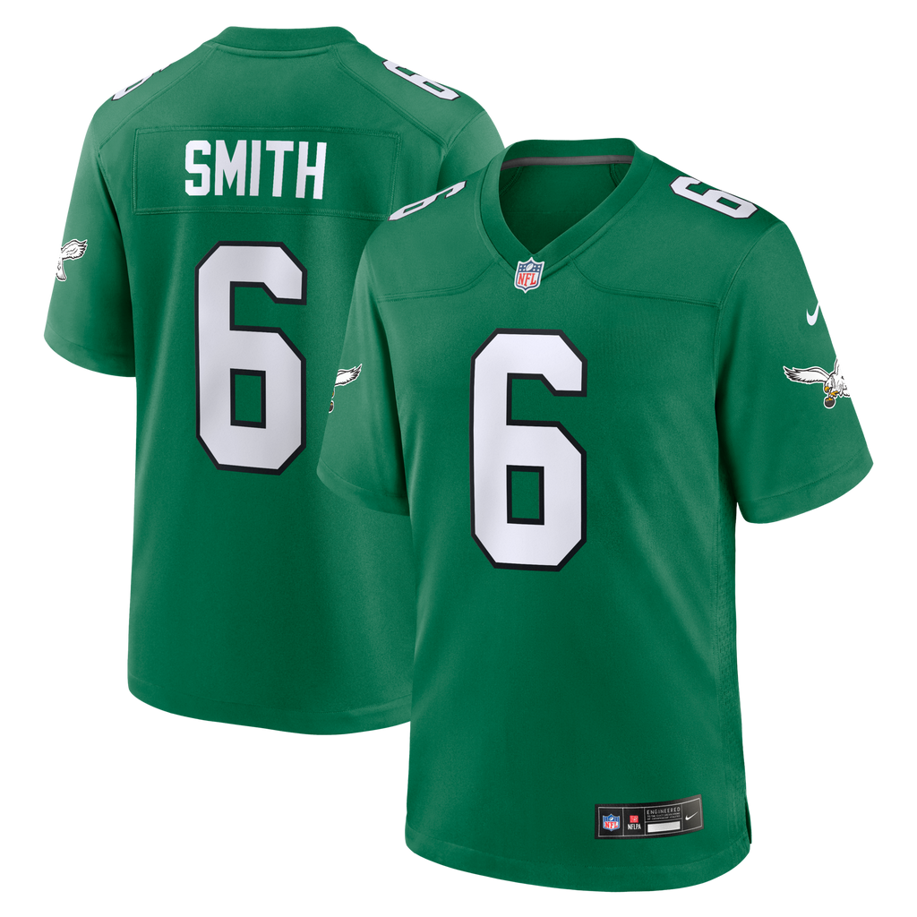 Philadelphia Eagles DeVonta Smith Kelly Green Alternate Game Player Jersey product image 2, provided for visual reference