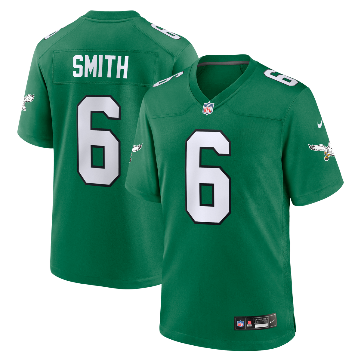 Philadelphia Eagles DeVonta Smith Kelly Green Alternate Game Player Jersey product image 2, provided for visual reference