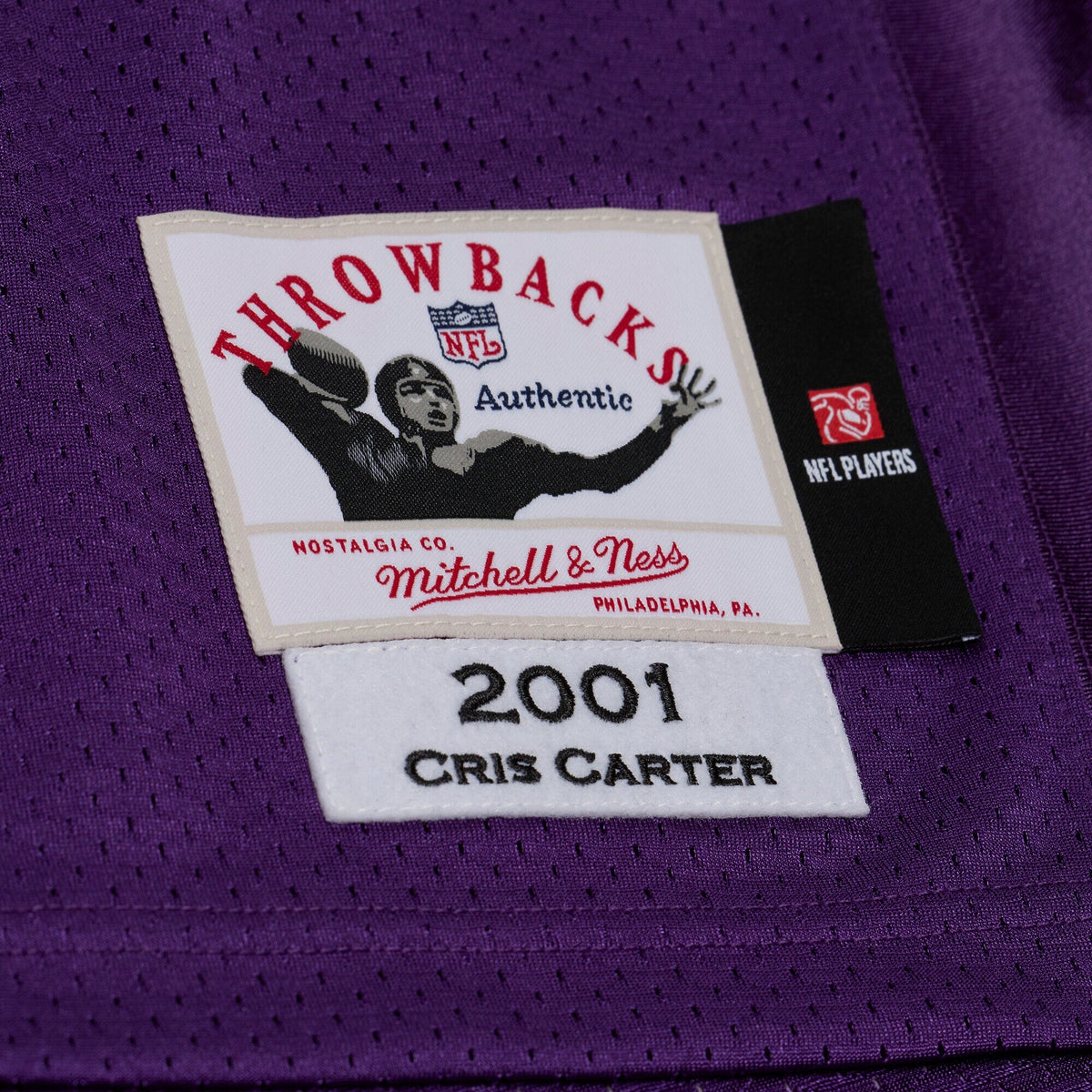 Minnesota Vikings Cris Carter Purple 2001 Authentic Throwback Jersey product image 5, provided for visual reference and