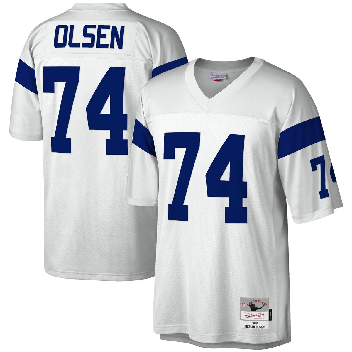 Los Angeles Rams Merlin Olsen White Legacy Replica Jersey product image 1, provided for visual reference and product detail