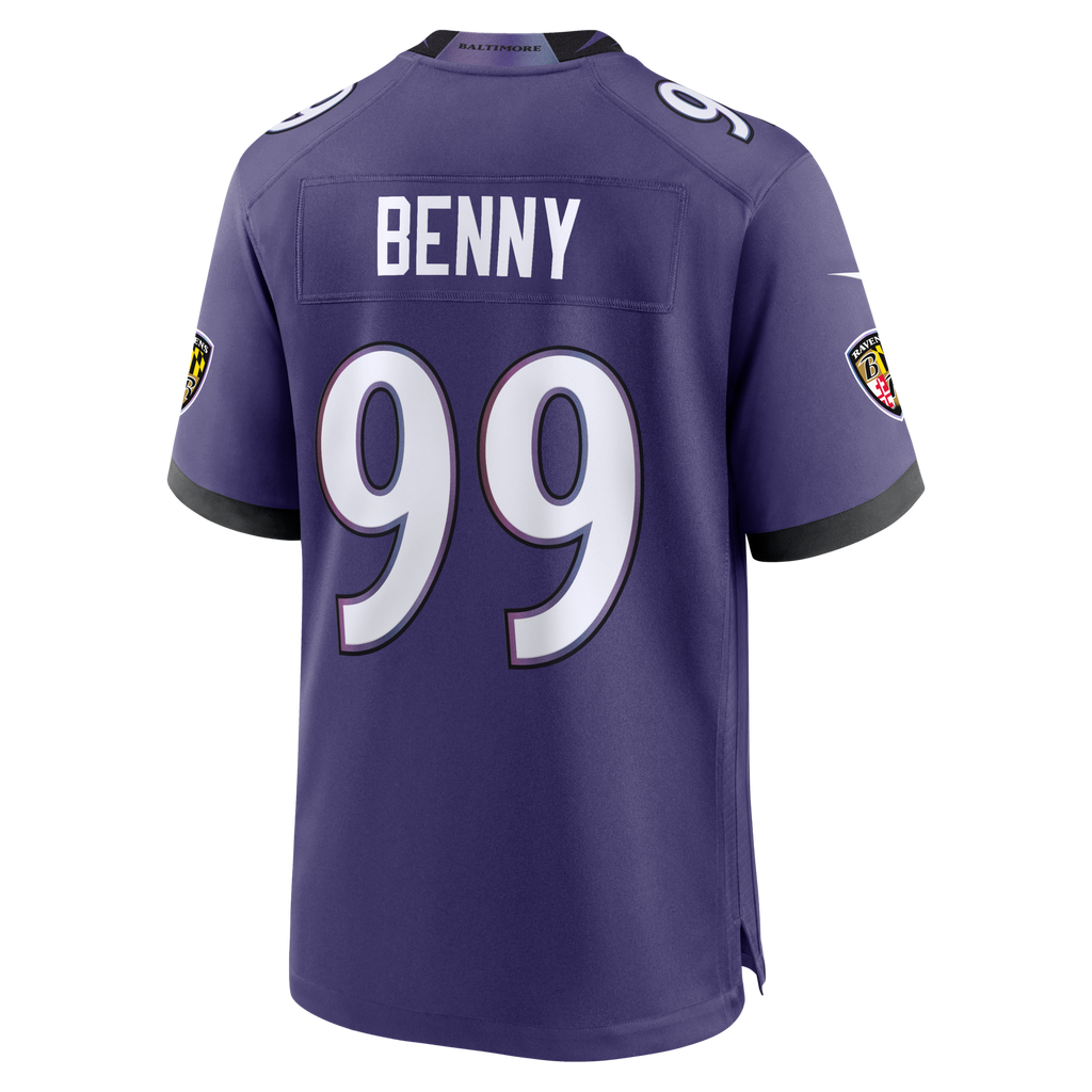 Baltimore Ravens Rayshaun Benny Purple Team Game Jersey product image 4, provided for visual reference and product detail