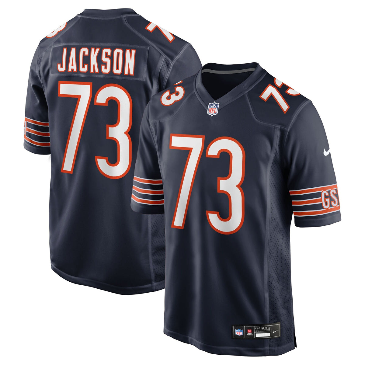 Chicago Bears Jonah Jackson Navy Team Game Jersey product image 2, provided for visual reference and product detail review