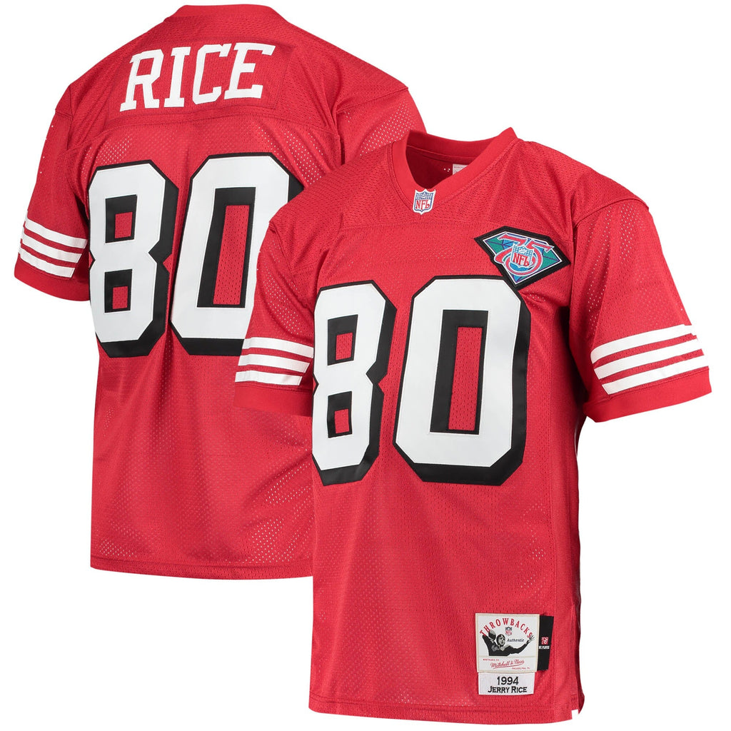 San Francisco 49ers 1994 Jerry Rice Scarlet Authentic Throwback Retired Player Jersey product image 1, provided for visual