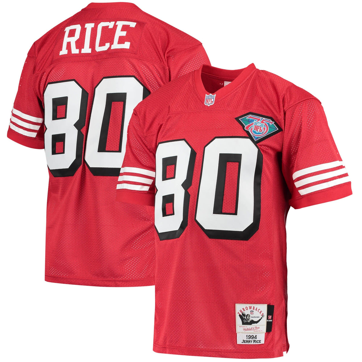 San Francisco 49ers 1994 Jerry Rice Scarlet Authentic Throwback Retired Player Jersey product image 1, provided for visual
