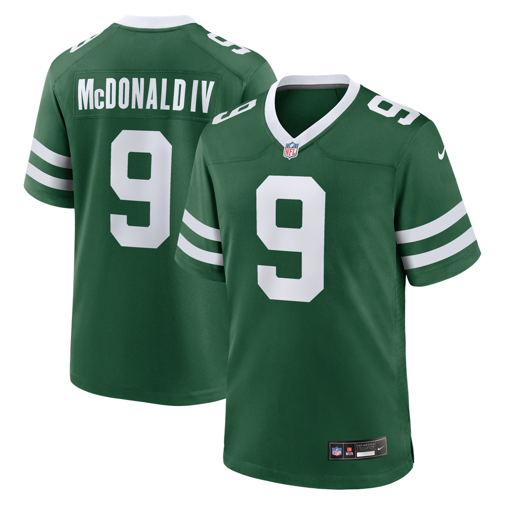 New York Jets Will McDonald IV Legacy Green Team Game Jersey product image 1, provided for visual reference and product
