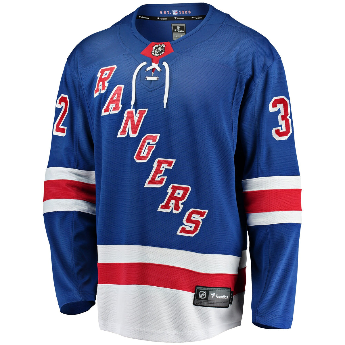 New York Rangers Jonathan Quick Blue Home Breakaway Jersey product image 3, provided for visual reference and product detail