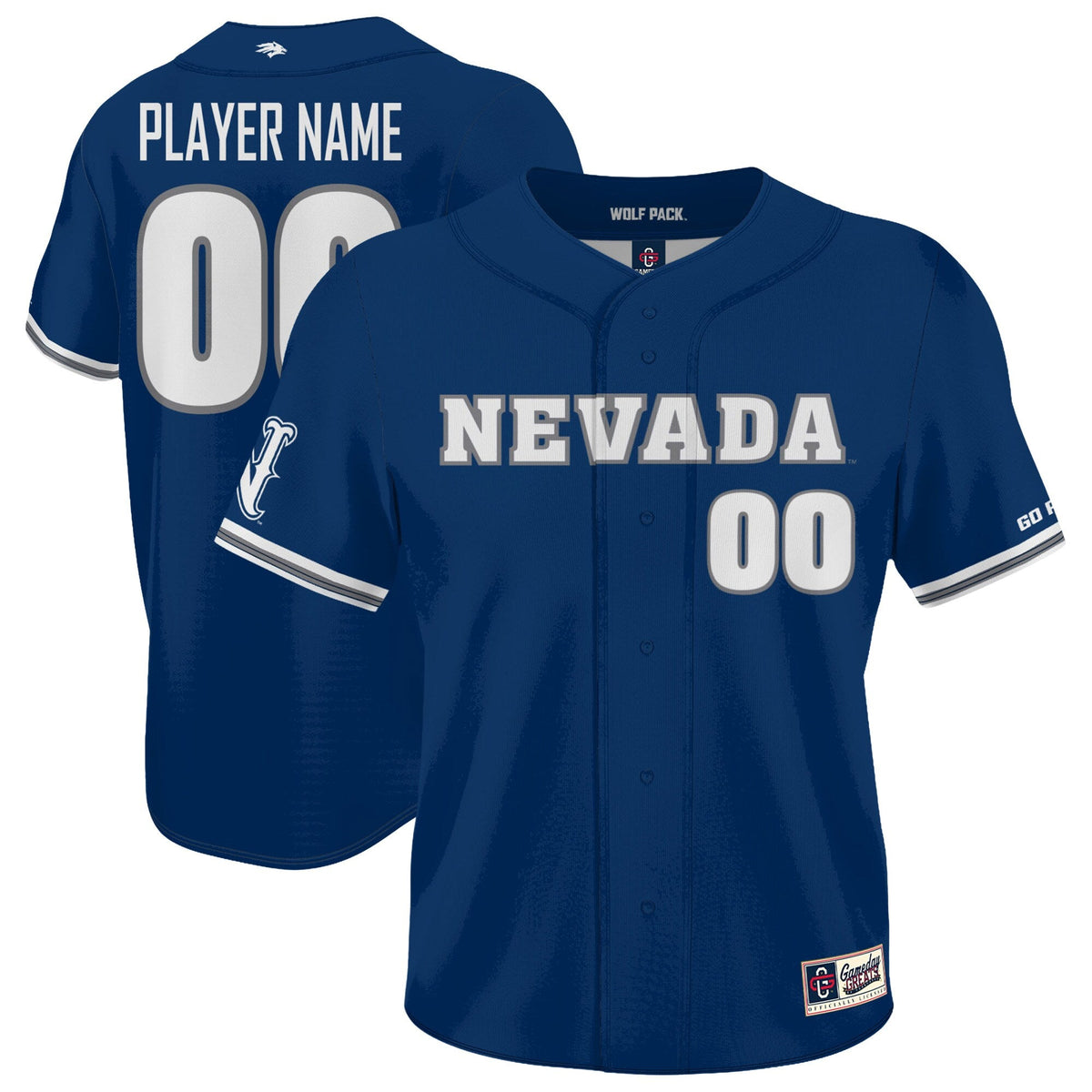 Nevada Wolf Pack Lightweight Collegiate Baseball NIL Pick-A-Player Fashion Jersey - Navy product image 2, provided for